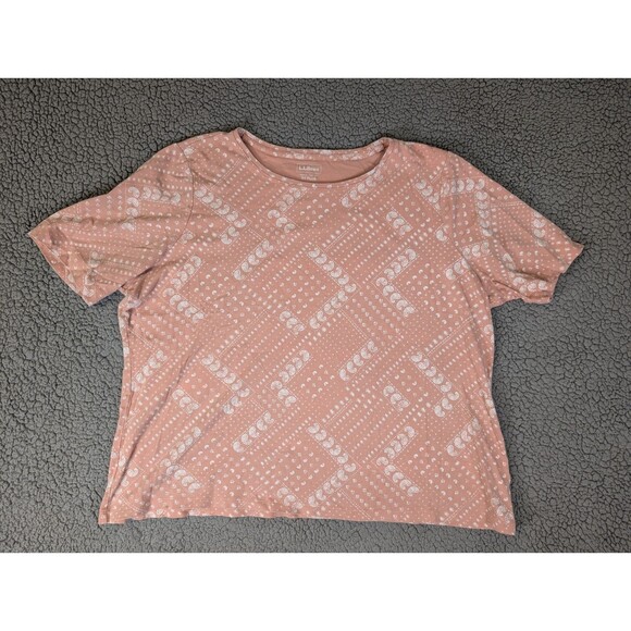 LL Bean Top Pink Paisley Short Sleeve Crew Neck Shirt 3X Plus Outdoor Summer - Picture 1 of 8